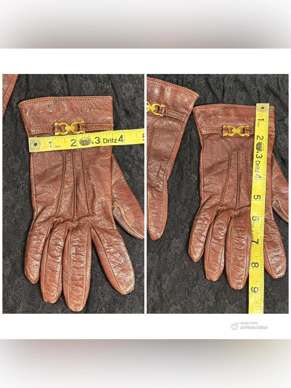 Salvatore Ferragamo Burgundy Leather Gloves Gancini Silk Lined Italy Size 7.5